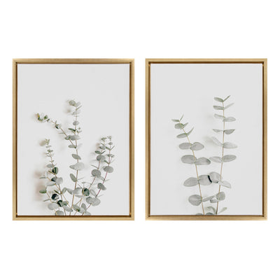 Sylvie Neutral Botanical Print No 3 and 4 Framed Canvas by The Creative by kateandlaurel - main product image for Resin Society