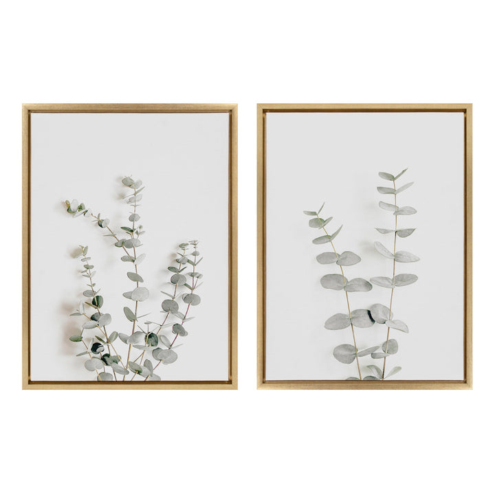 Sylvie Neutral Botanical Print No 3 and 4 Framed Canvas by The Creative by kateandlaurel - main product image for Resin Society