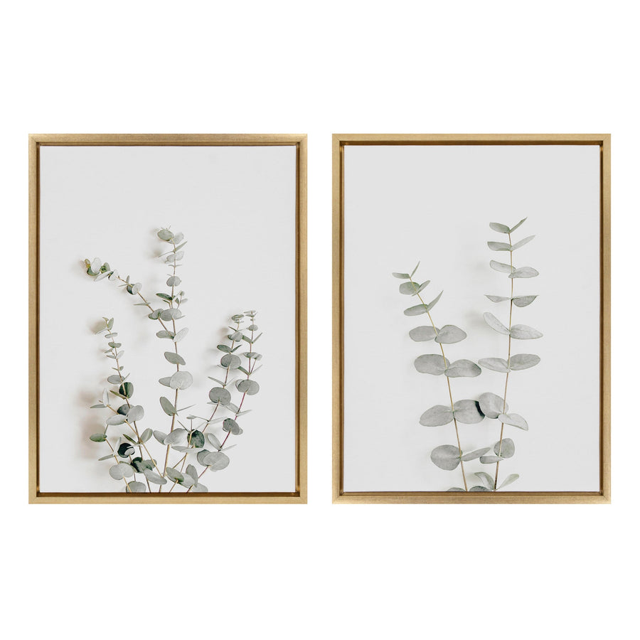 Sylvie Neutral Botanical Print No 3 and 4 Framed Canvas by The Creative by kateandlaurel - main product image for Resin Society