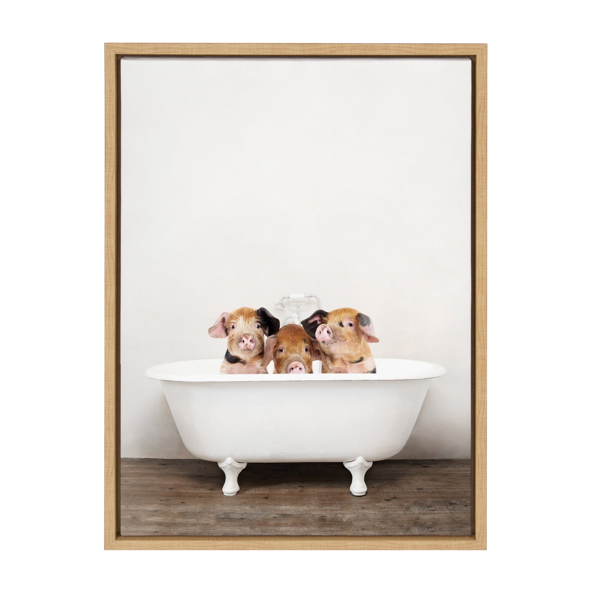Sylvie Three Little Pigs In Vintage Bathtub Framed Canvas by kateandlaurel - product image 9 for Resin Society