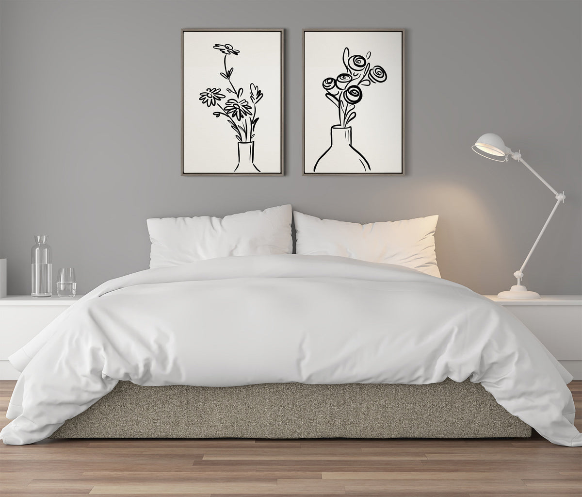 Sylvie Still Life Flowers in Vase Framed Canvas Set by The Creative by kateandlaurel - product image 4 for Resin Society