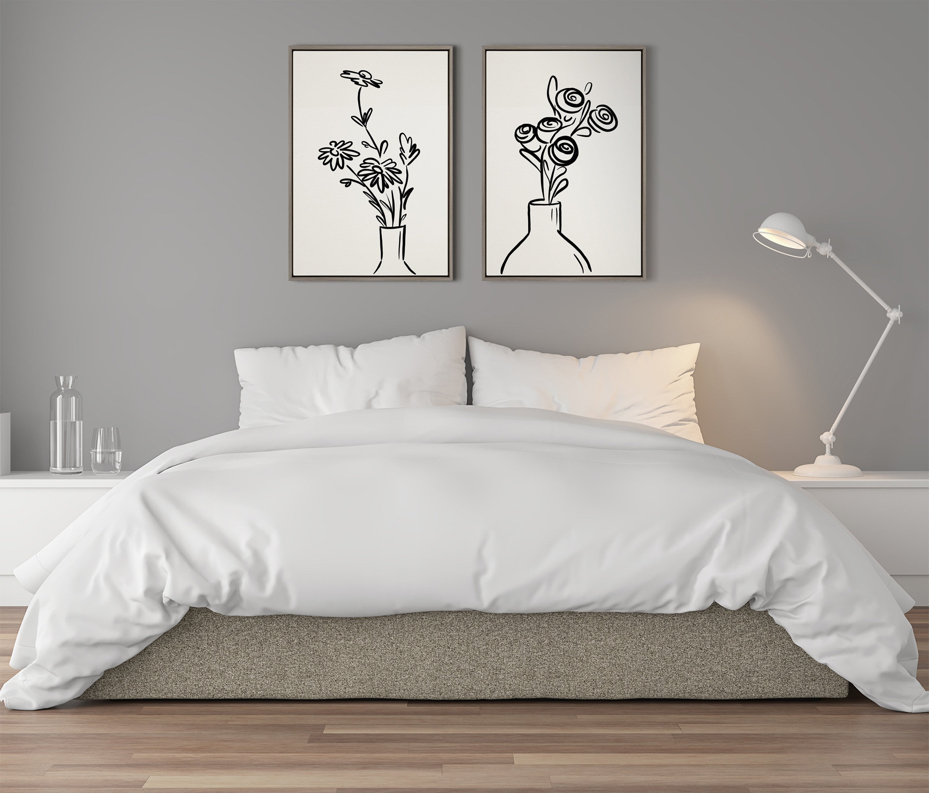 Sylvie Still Life Flowers in Vase Framed Canvas Set by The Creative by kateandlaurel - product image 4 for Resin Society