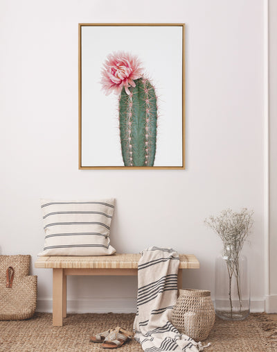 Sylvie Pink Cactus Flower Framed Canvas by Amy Peterson Art Studio