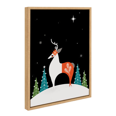 Sylvie Season's Greetings Reindeer Framed Canvas by Amber Leaders Designs