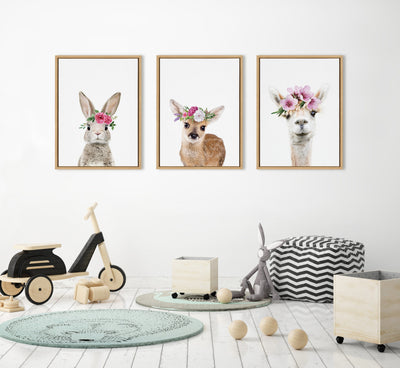 Sylvie Flower Crown Bunny Framed Canvas by Amy Peterson Art Studio