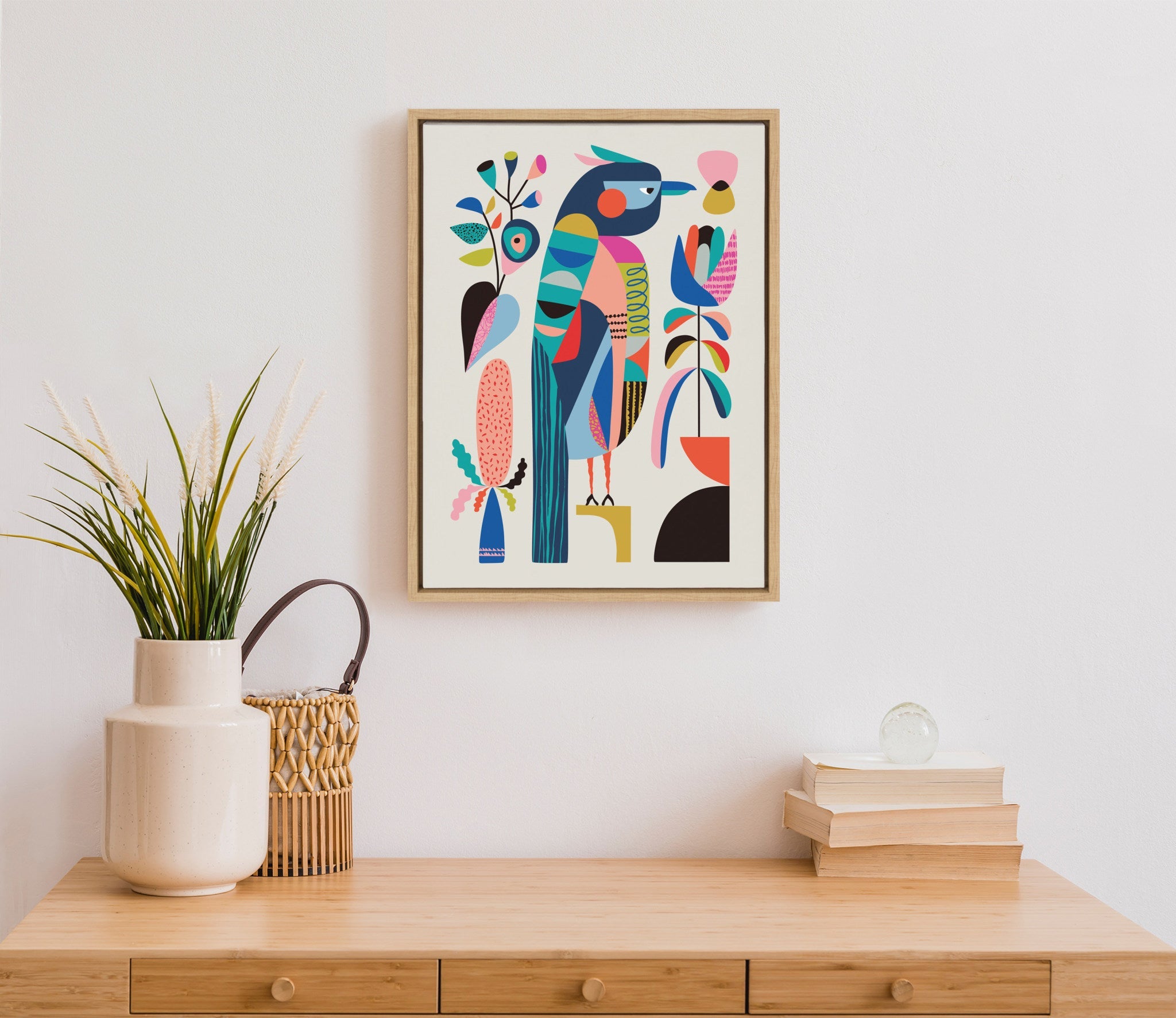 Sylvie Mid Century Modern Kookaburra Framed Canvas by kateandlaurel - product image 8 for Resin Society