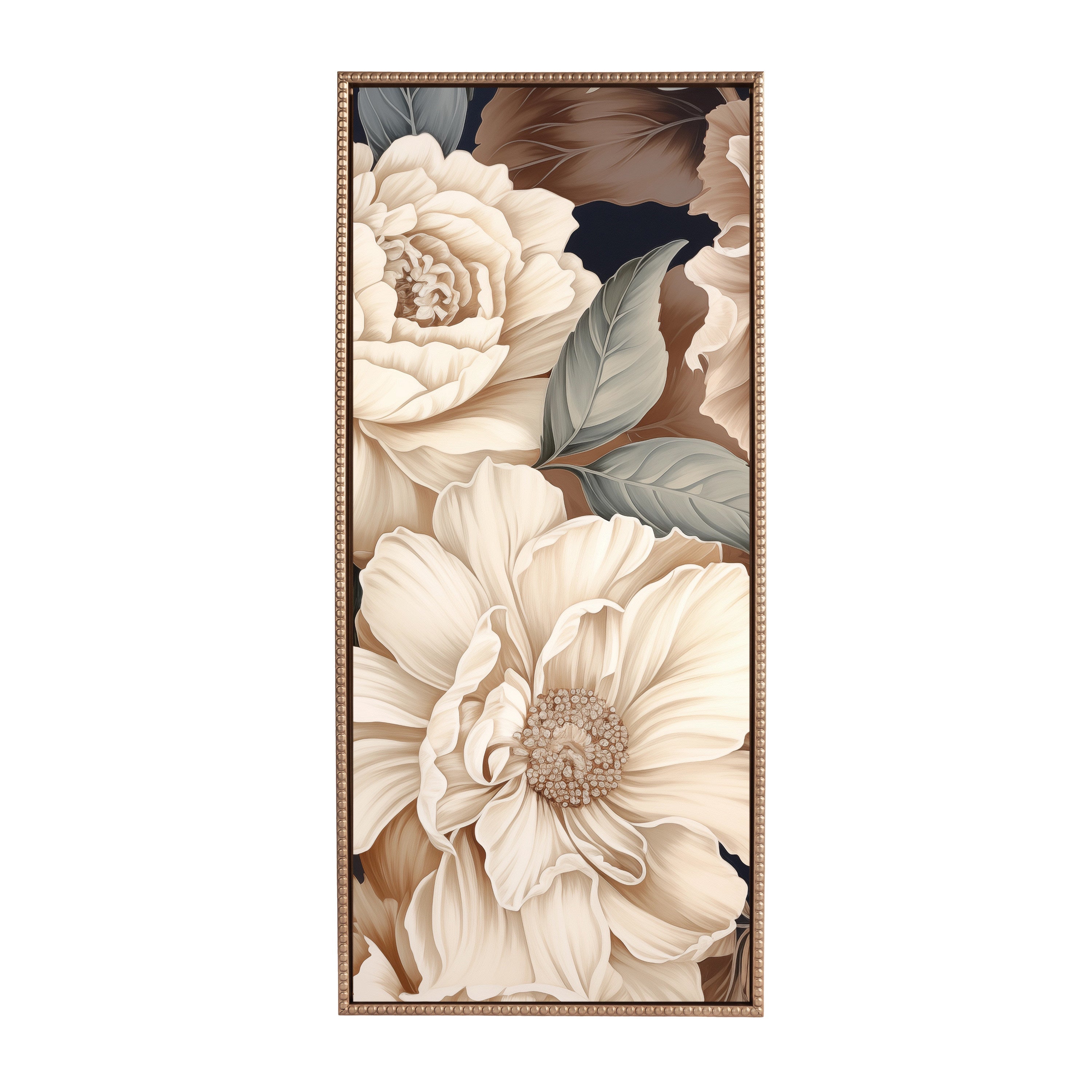 Sylvie Beaded Retro Glam Floral Framed Canvas by The Creative Bunch Studio
