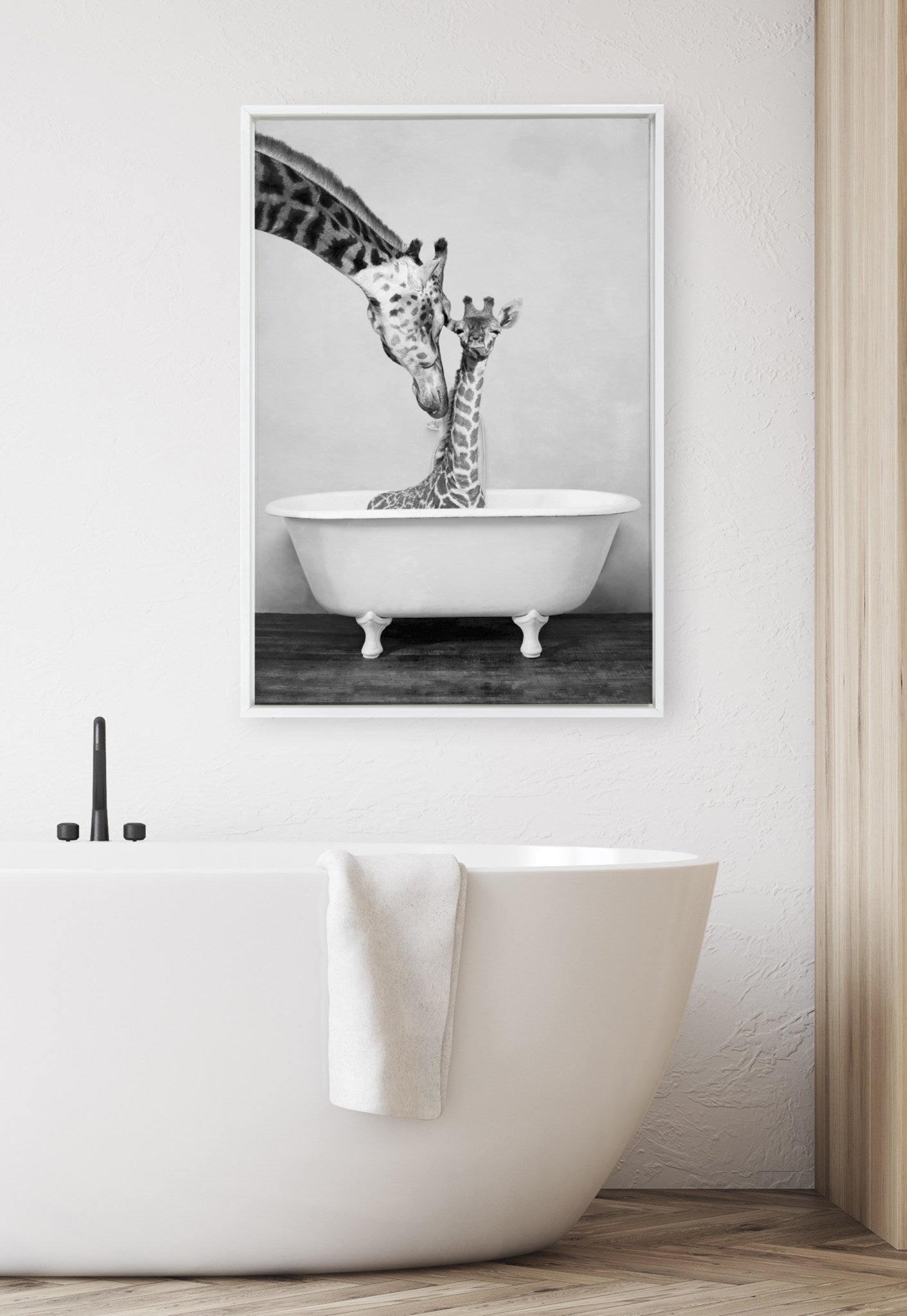Sylvie Giraffe In Tub Framed Canvas by kateandlaurel - product image 6 for Resin Society