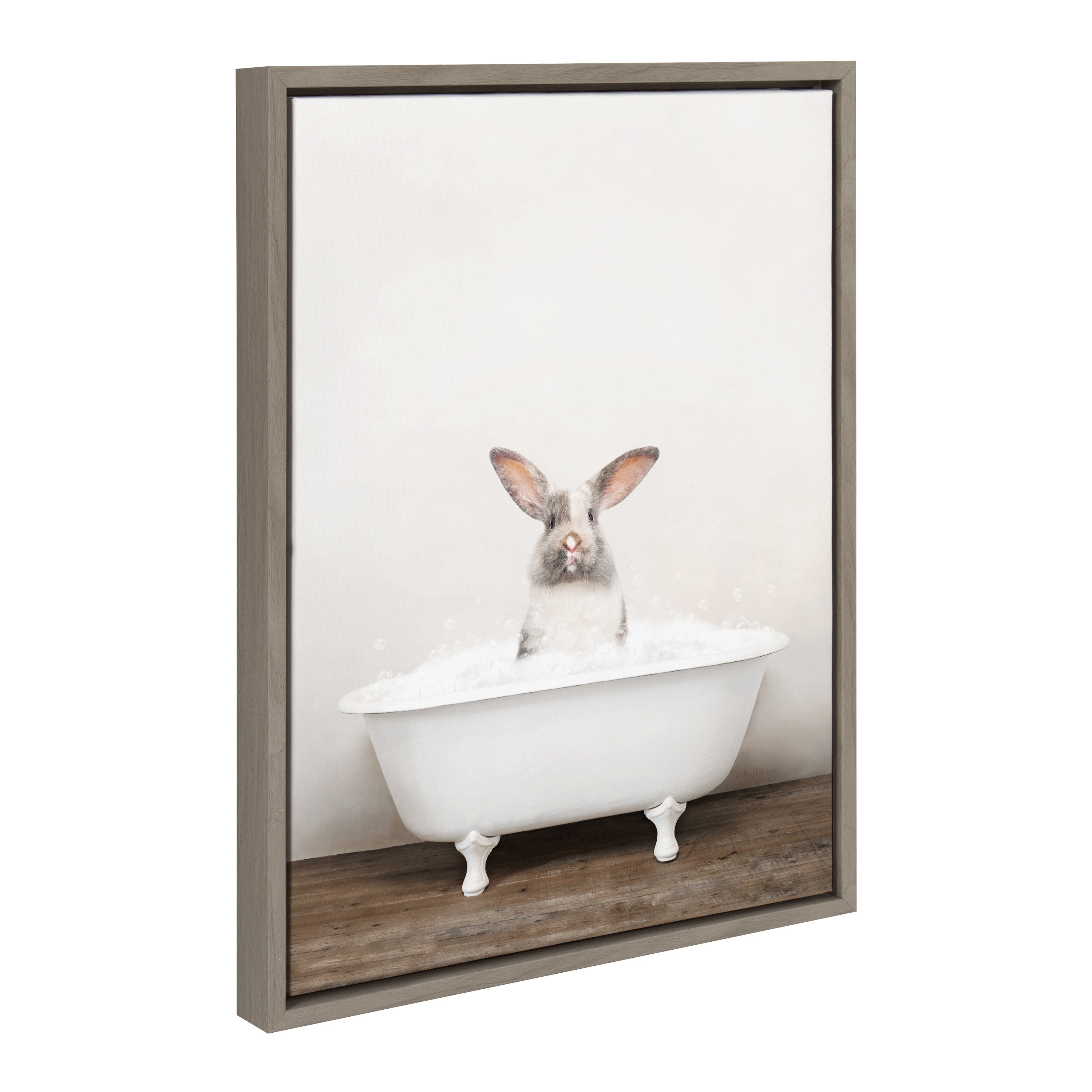 Sylvie Bunny in Rustic Bath Framed Canvas by kateandlaurel - product image 7 for Resin Society