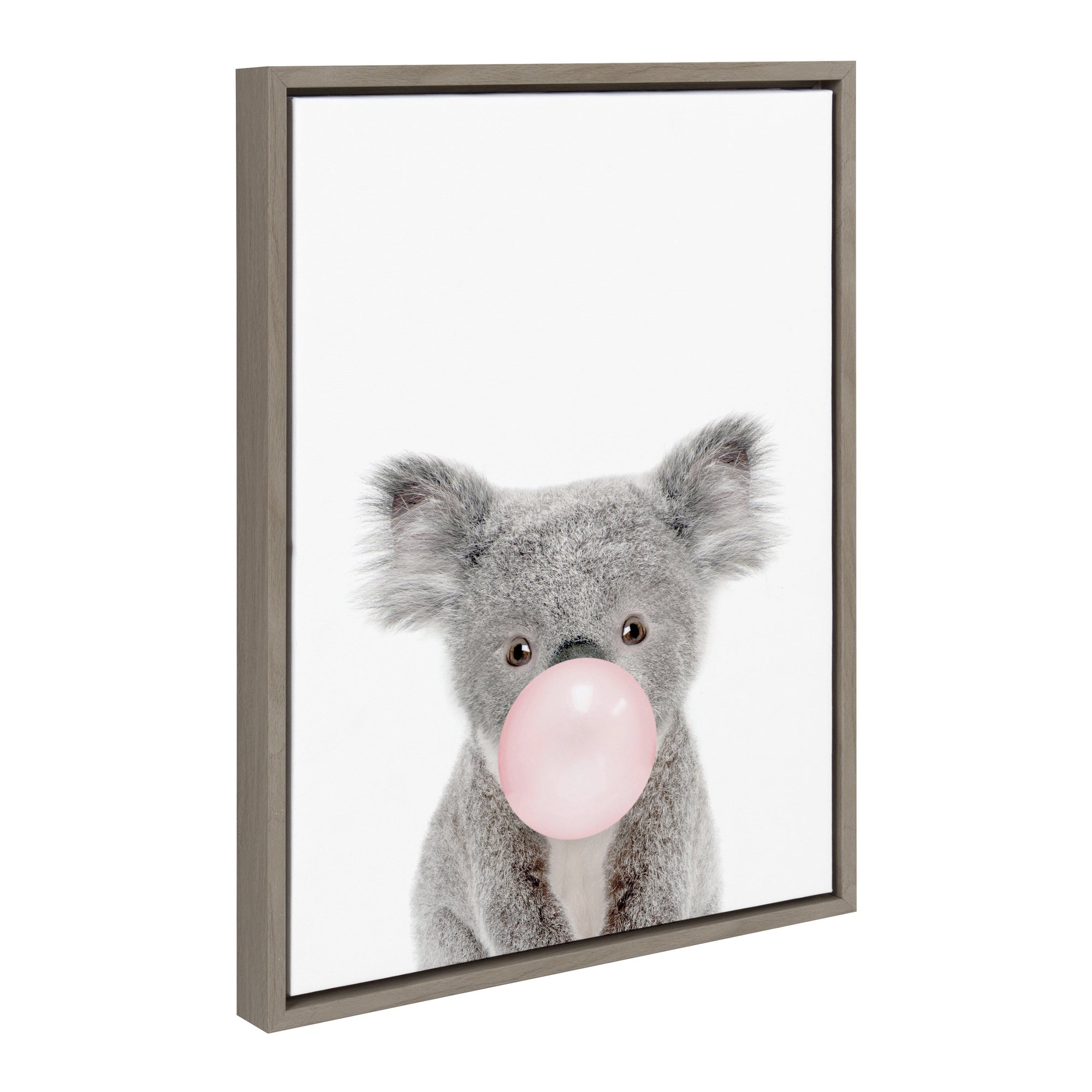 Sylvie Bubble Gum Koala Framed Canvas by Amy Peterson Art Studio by kateandlaurel - main product image for Resin Society