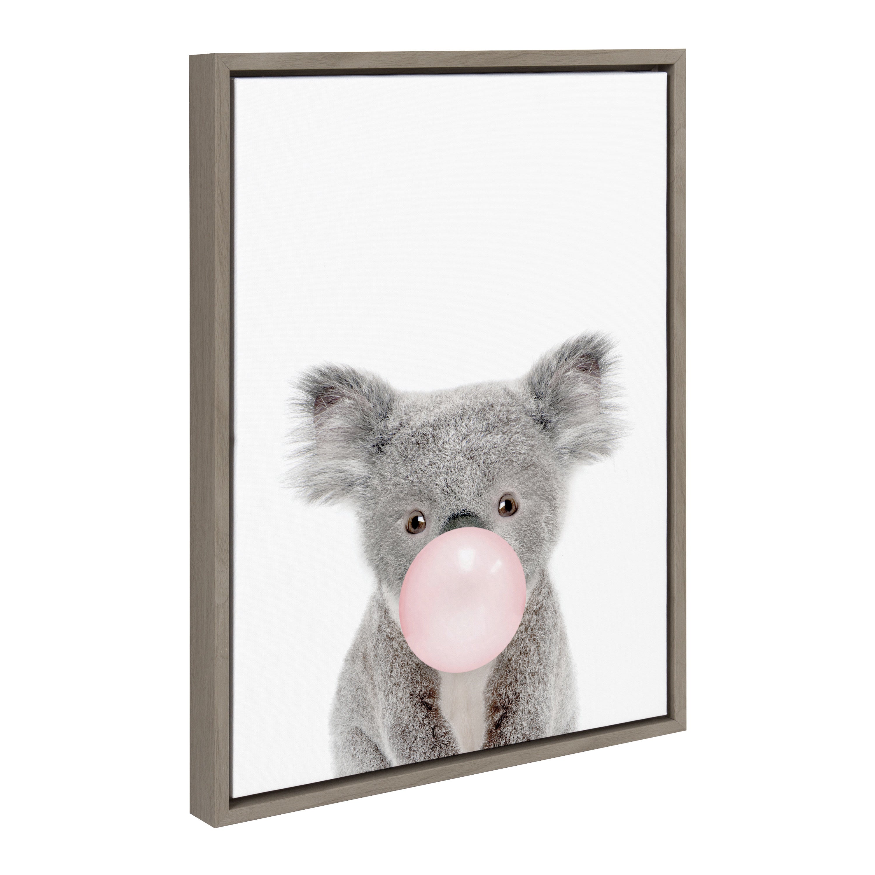 Sylvie Bubble Gum Koala Framed Canvas by Amy Peterson Art Studio by kateandlaurel - main product image for Resin Society