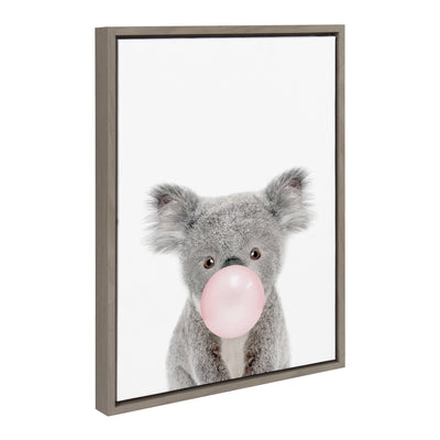 Sylvie Bubble Gum Koala Framed Canvas by Amy Peterson Art Studio by kateandlaurel - main product image for Resin Society
