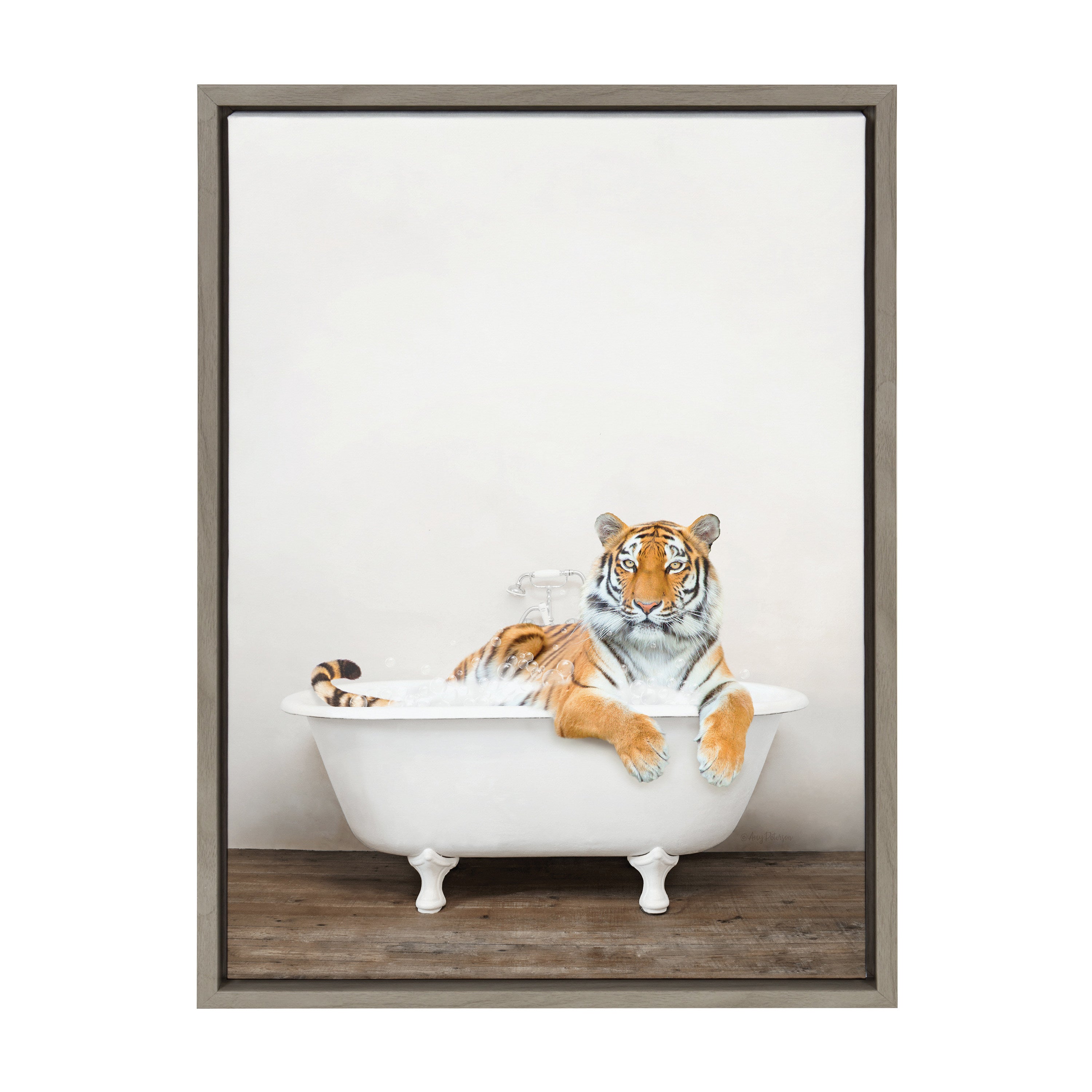 Sylvie Bengal Tiger in Rustic Bath Framed Canvas by kateandlaurel - product image 14 for Resin Society