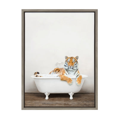 Sylvie Bengal Tiger in Rustic Bath Framed Canvas by kateandlaurel - product image 14 for Resin Society