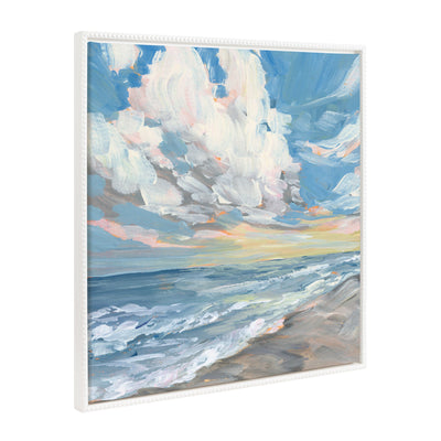 Sylvie Beaded Fort Myers Beach framed canvas artwork depicting a colorful ocean landscape