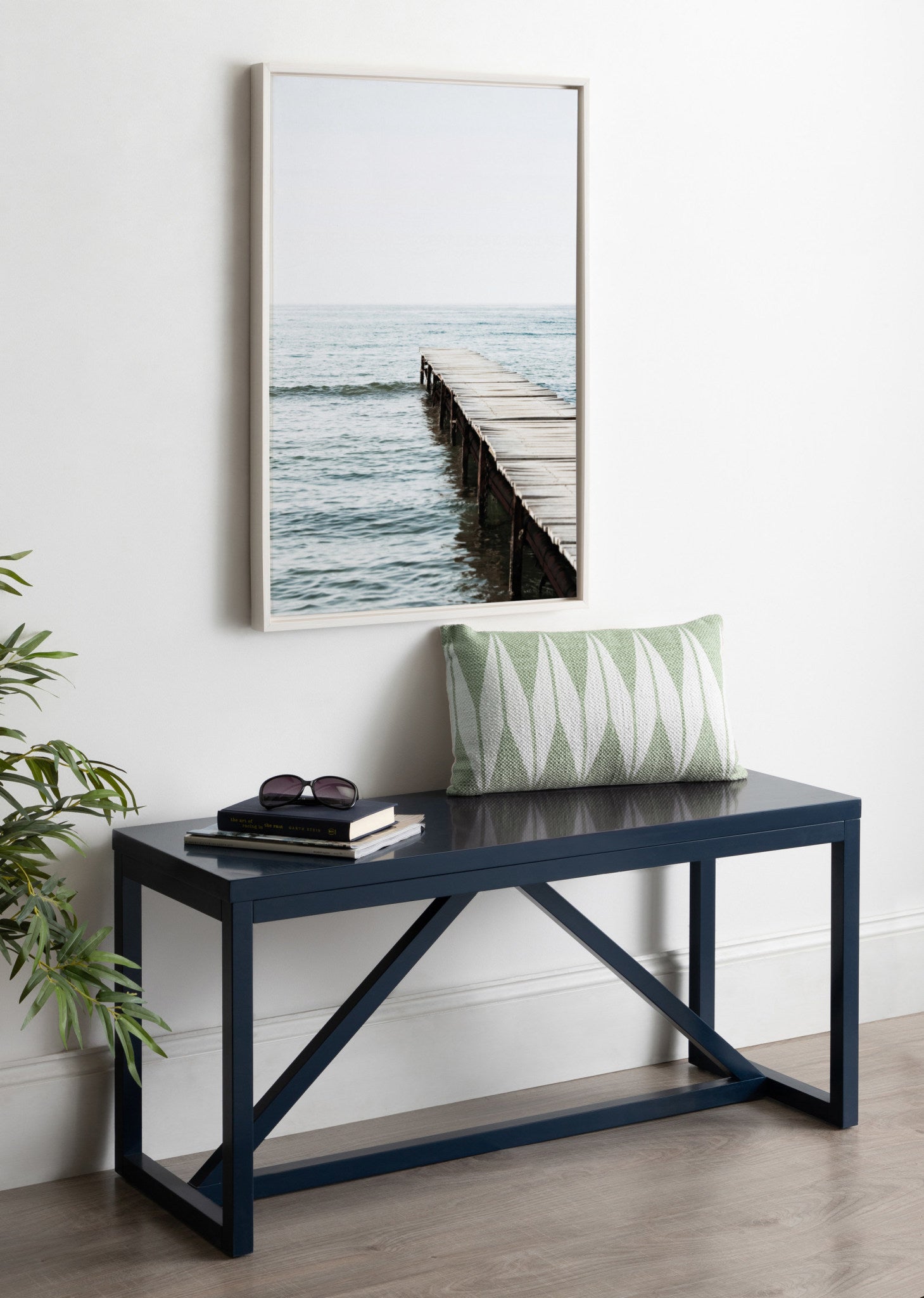 Sylvie White Lake Pier Framed Canvas by Amy Peterson by kateandlaurel - product image 5 for Resin Society