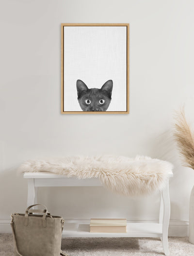 Sylvie Black Kitten Framed Canvas by Simon Te of Tai Prints