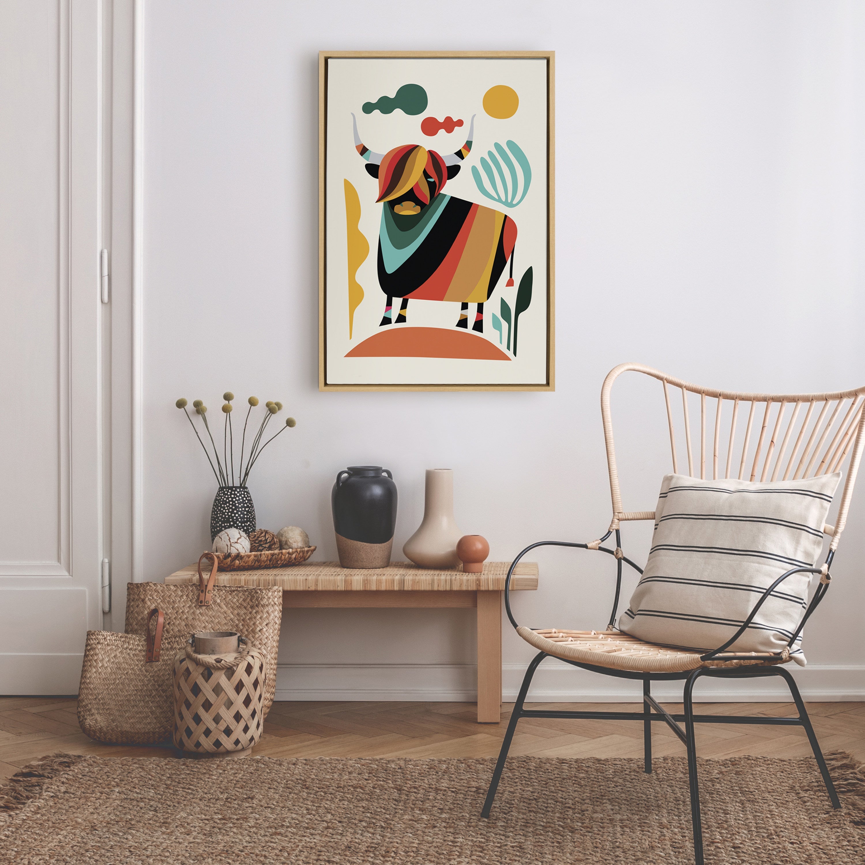 Sylvie Cow Framed Canvas by kateandlaurel - product image 11 for Resin Society