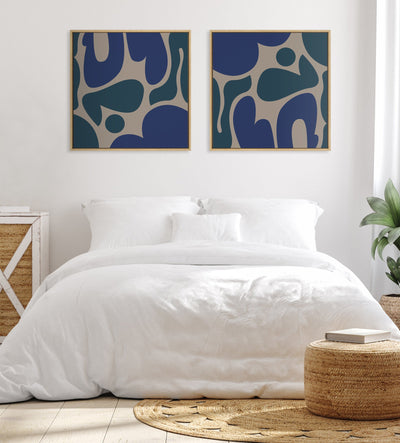 Sylvie Groovy Happy Abstract Blue and Green Framed Canvas by kateandlaurel - product image 6 for Resin Society