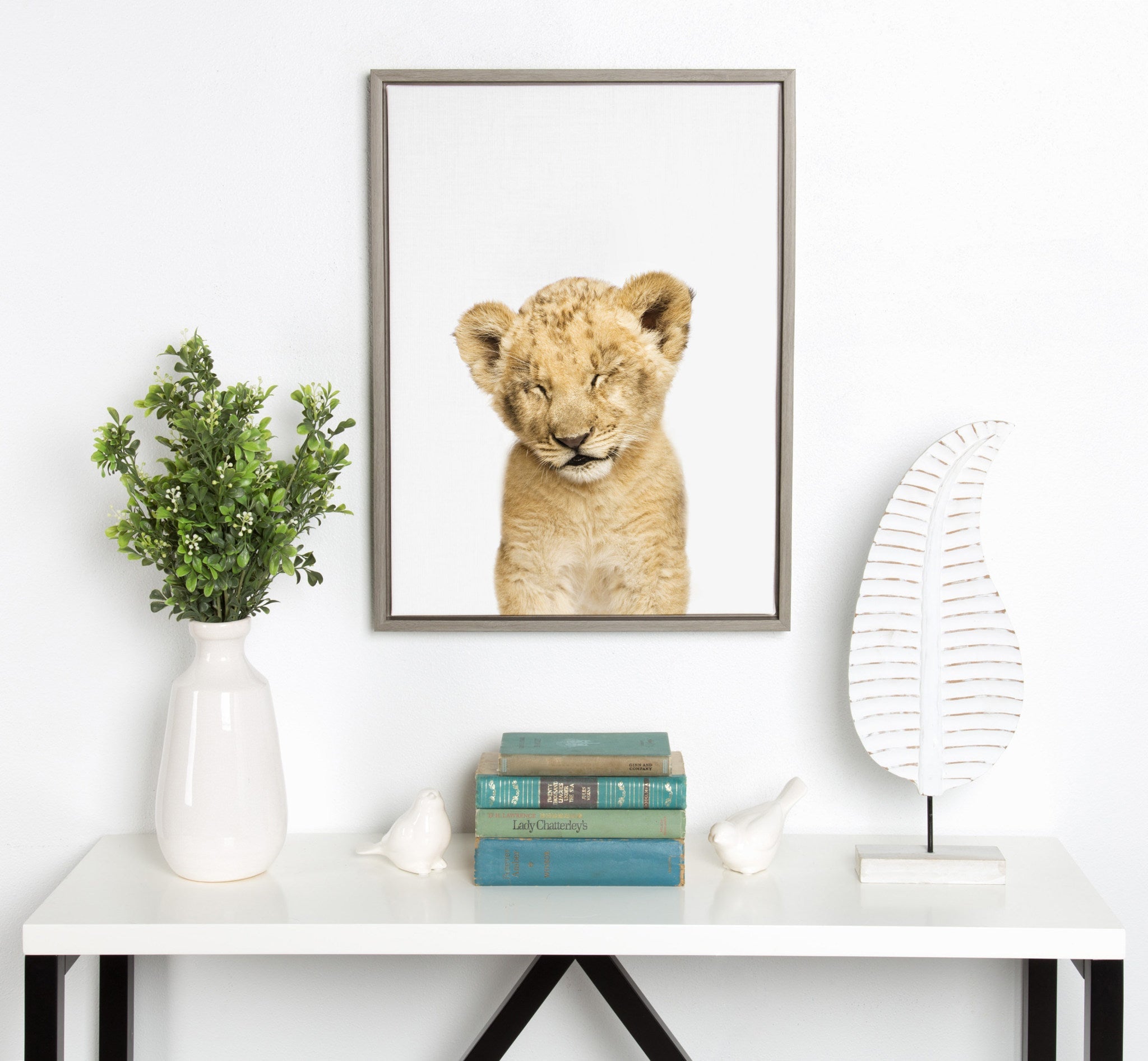 Sylvie Animal Studio Sleepy Lion Framed Canvas by kateandlaurel - product image 5 for Resin Society