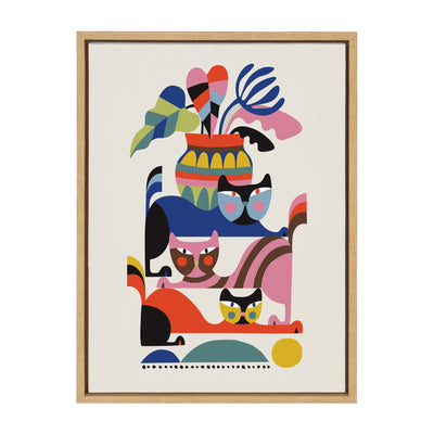 Sylvie 3 Cats Framed Canvas by kateandlaurel - main product image for Resin Society