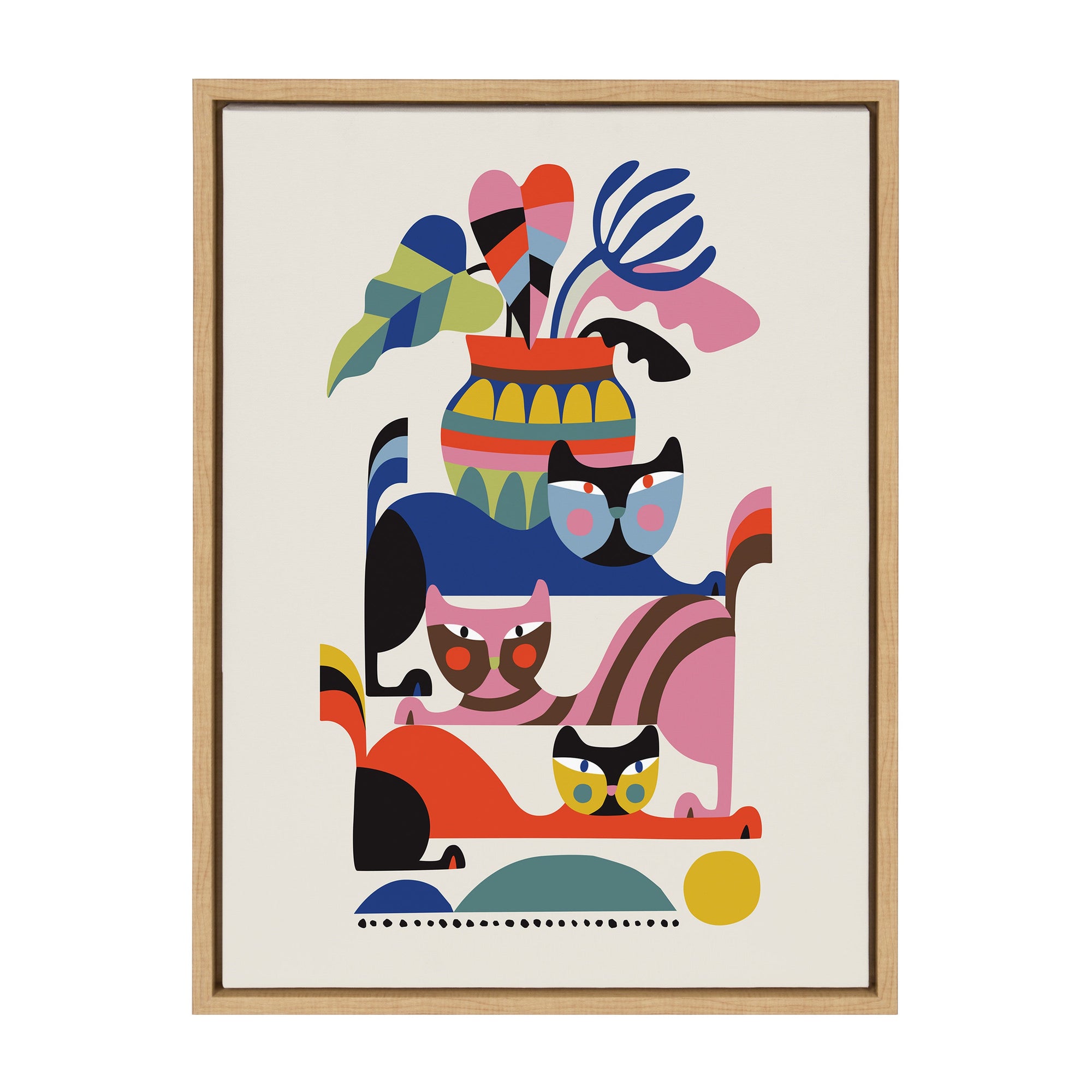Sylvie 3 Cats Framed Canvas by kateandlaurel - product image 7 for Resin Society