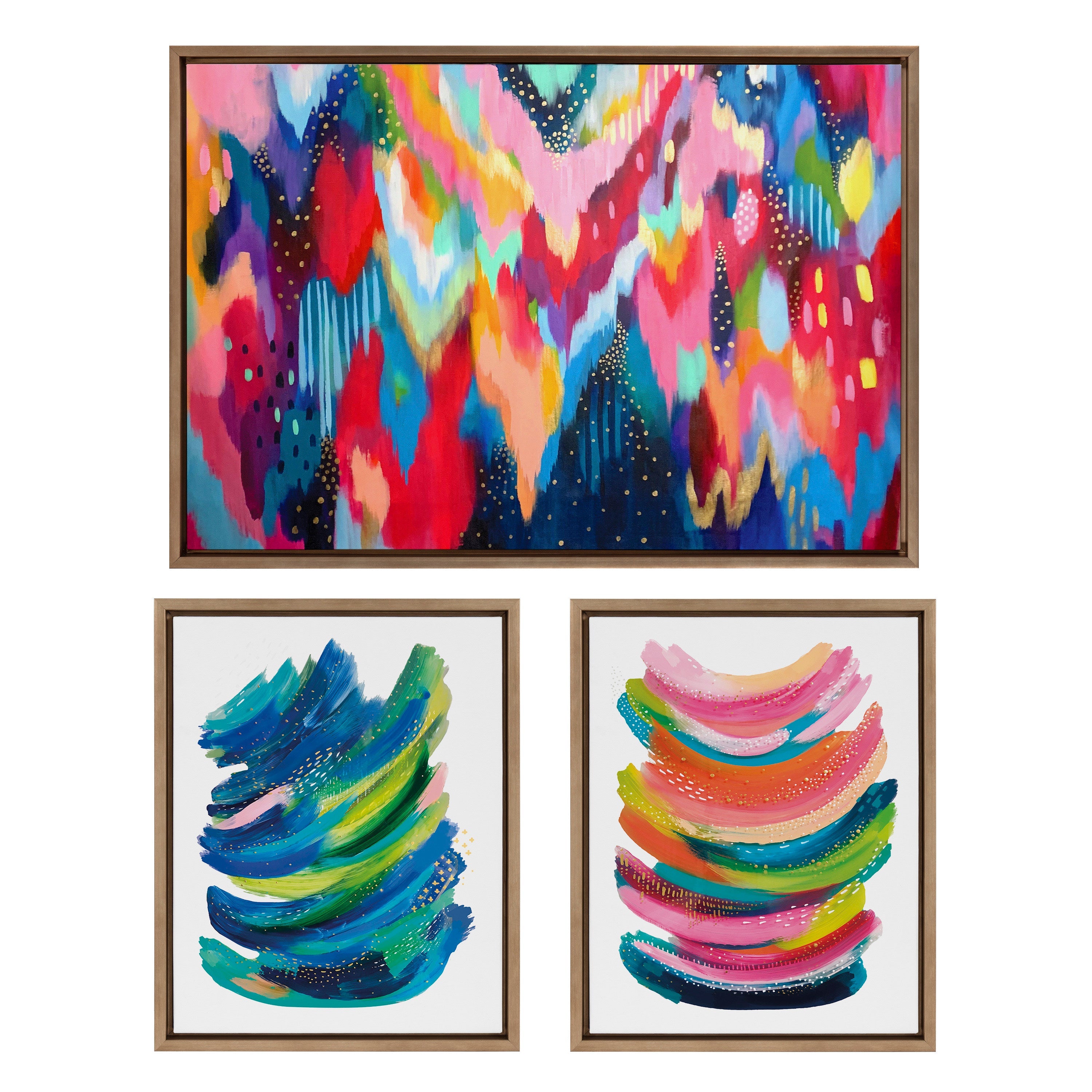 Sylvie Brushstroke and Bright Abstract Framed Canvas Set by kateandlaurel - product image 9 for Resin Society