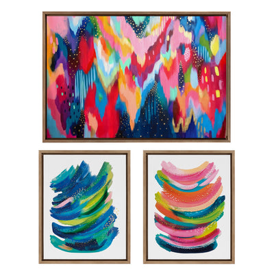 Sylvie Brushstroke and Bright Abstract Framed Canvas Set by kateandlaurel - product image 9 for Resin Society
