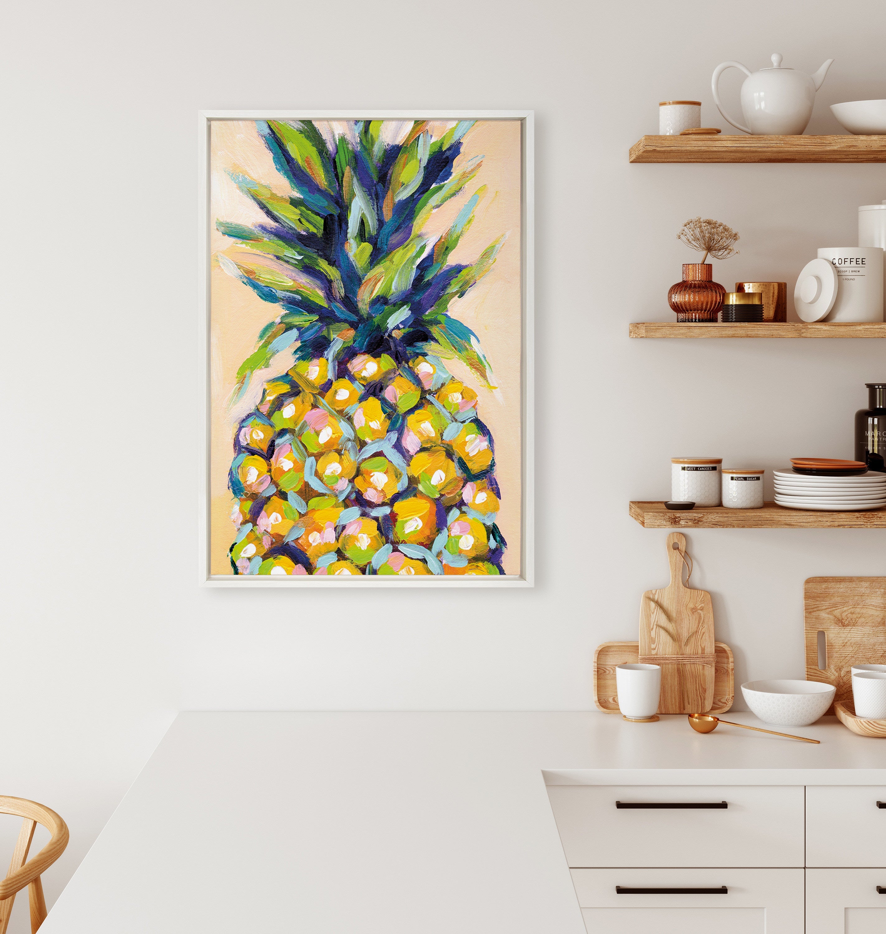 Sylvie Pineapple Study No 2 Framed Canvas by Rachel Christopoulos by kateandlaurel - product image 10 for Resin Society