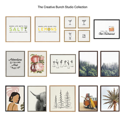 Sylvie Minimalist Evergreen Trees Sketch Framed Canvas Art Set by The Creative Bunch Studio