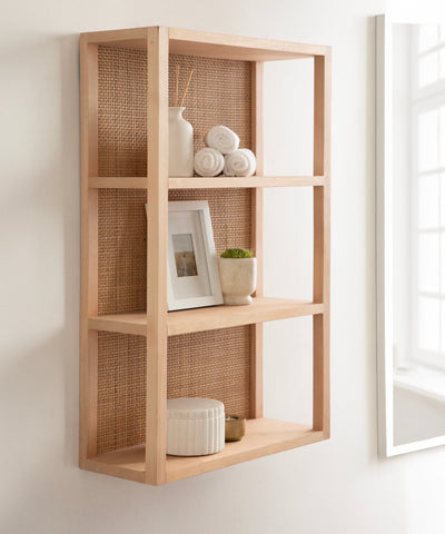 Ori Rattan/Wood Wall Shelf