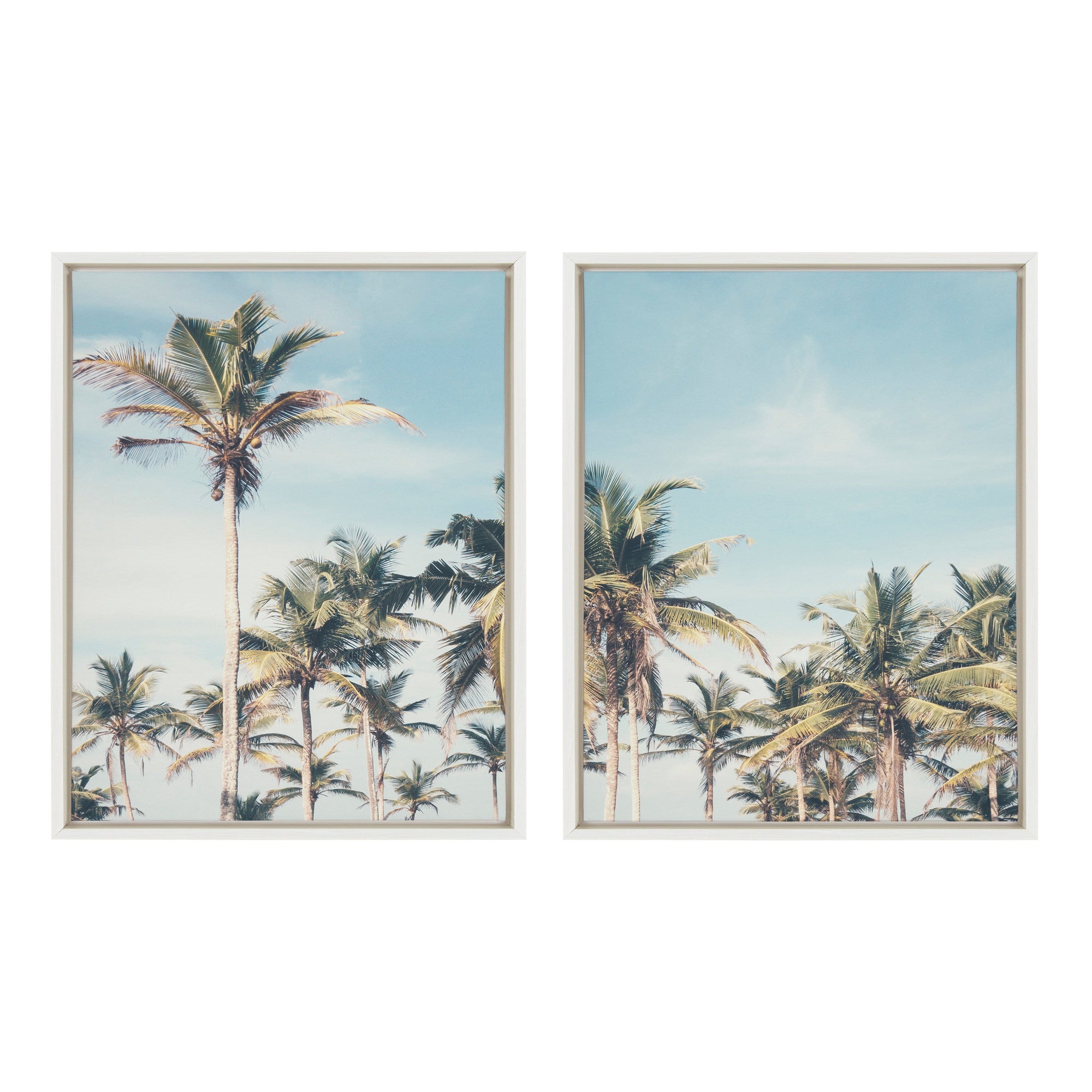 Sylvie Coastal Coconut Palm Tree Beach Framed Canvas Set by The by kateandlaurel - product image 8 for Resin Society