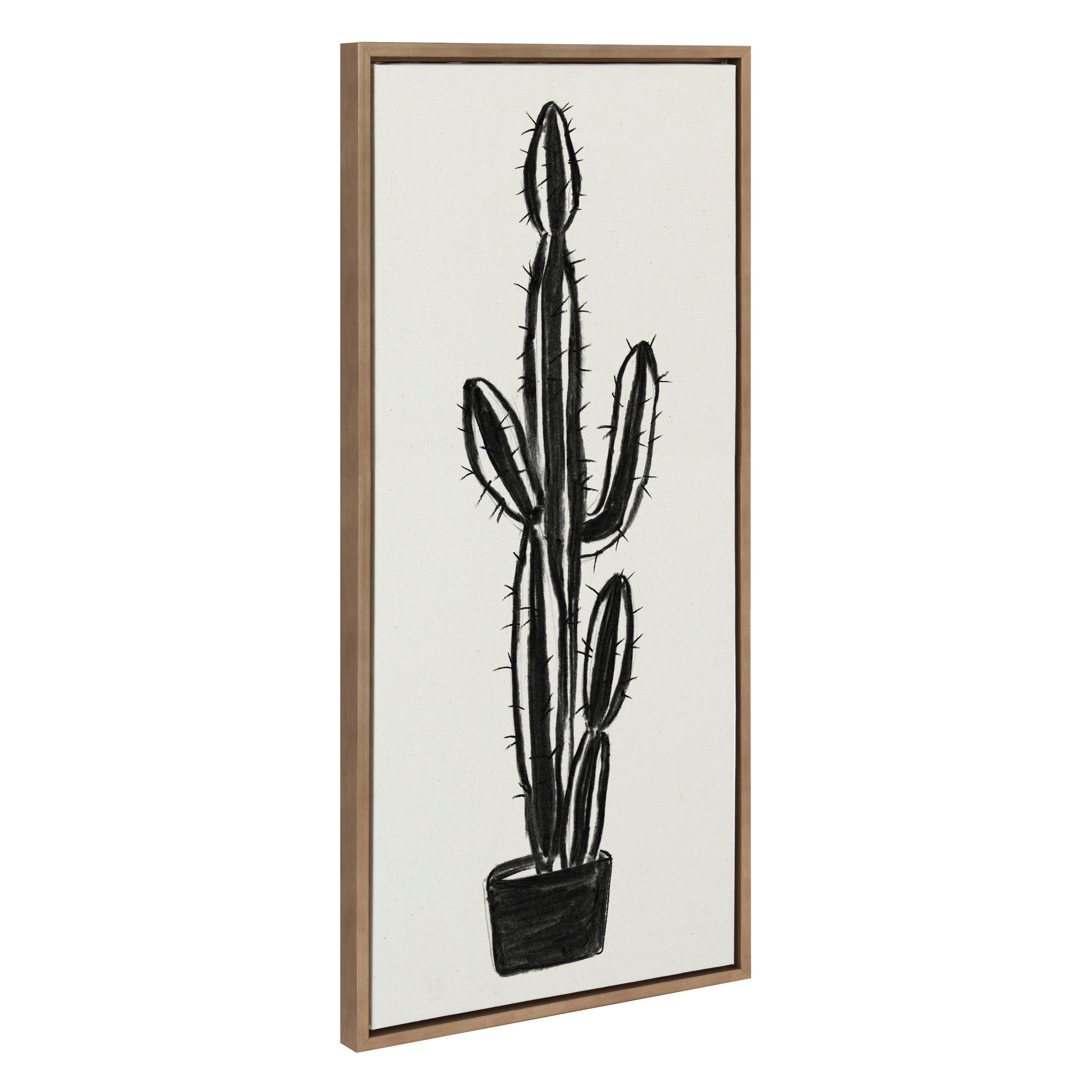 Sylvie 664 Cactus In Pot BW Framed Canvas by kateandlaurel - main product image for Resin Society