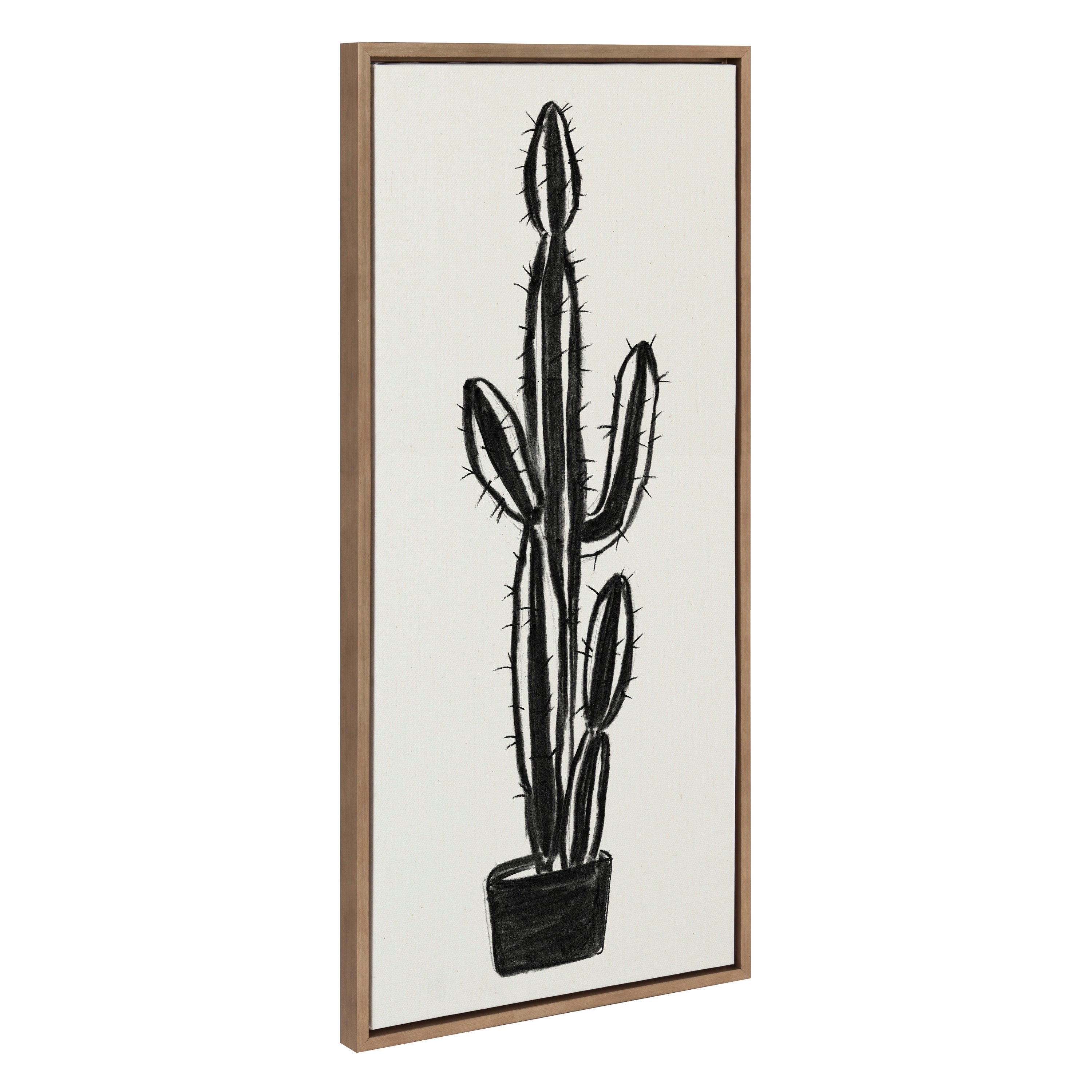 Sylvie 664 Cactus In Pot BW Framed Canvas by kateandlaurel - main product image for Resin Society