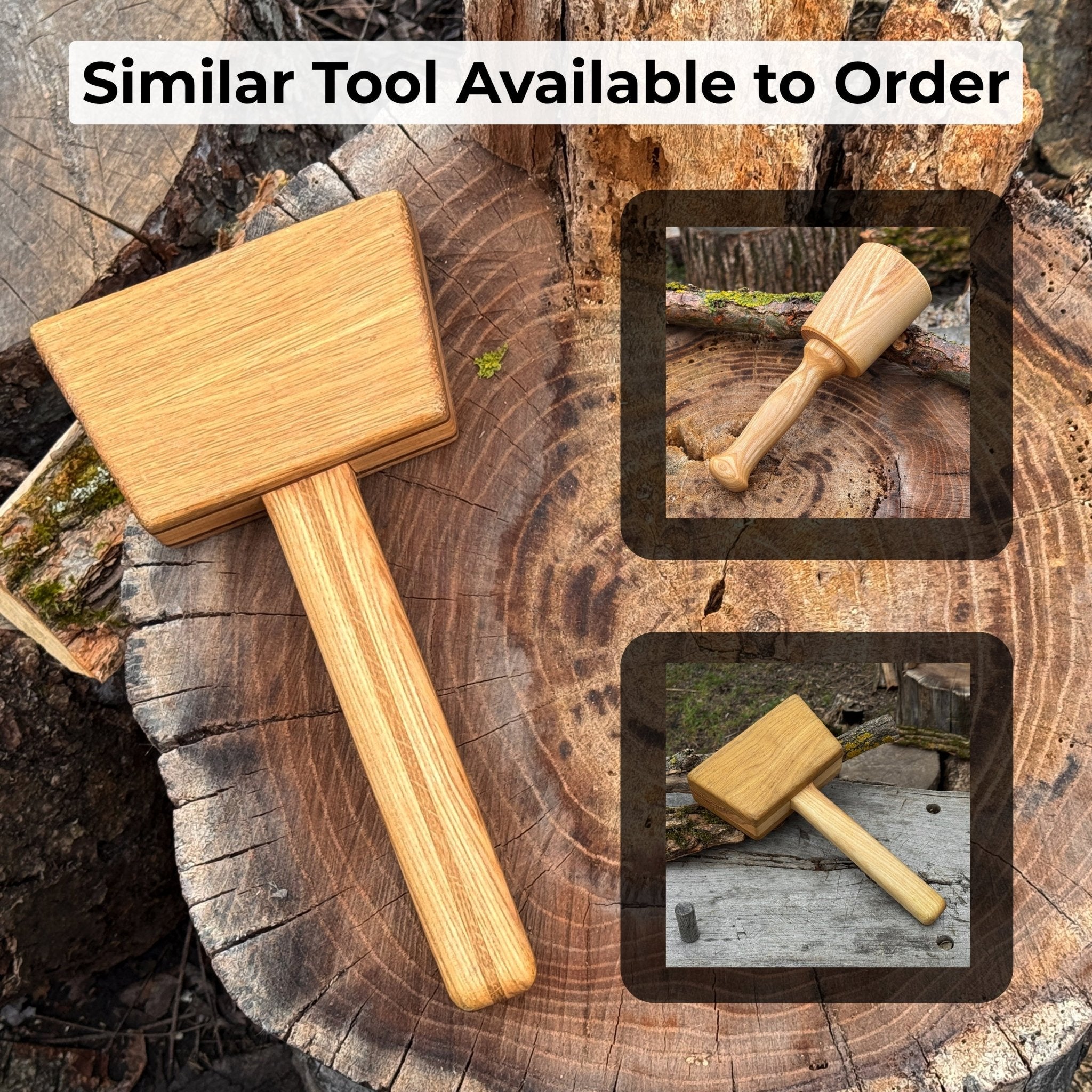 Quiet 23 oz Wooden Mallet with ash wood handle and head, Sharky Forged Steel Tools