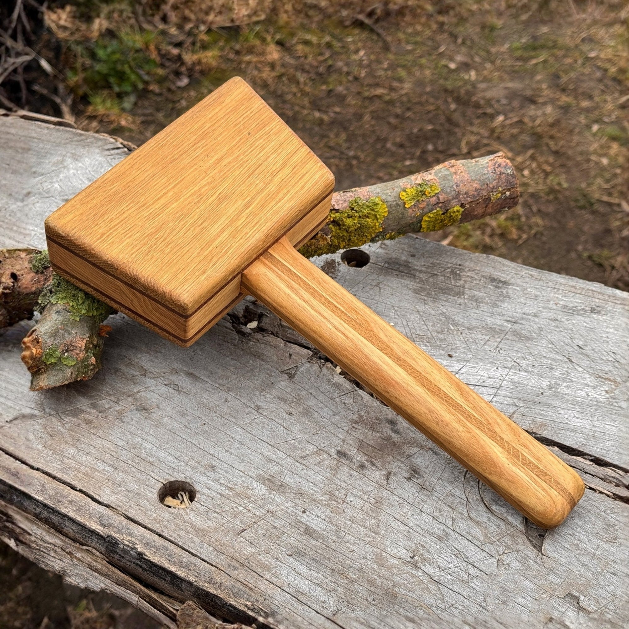 Quiet 23 oz Wooden Mallet with ash wood handle and head, Sharky Forged Steel Tools