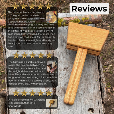 Quiet 23 oz Wooden Mallet with ash wood handle and head, Sharky Forged Steel Tools