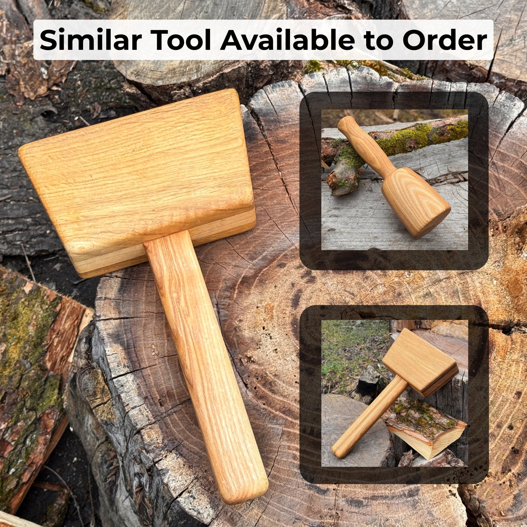 Quiet 35 oz Wooden Mallet with ash wood handle and head by Sharky Forged Steel Tools