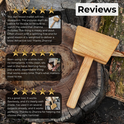 Quiet 35 oz Wooden Mallet with ash wood handle and head by Sharky Forged Steel Tools