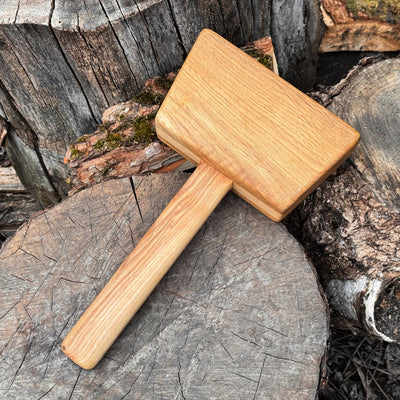 Quiet 35 oz Wooden Mallet with ash wood handle and head by Sharky Forged Steel Tools