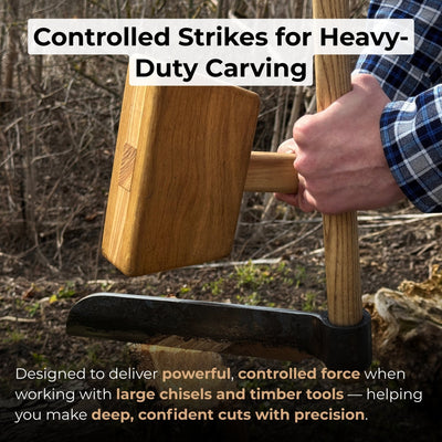 Quiet 35 oz Wooden Mallet with ash wood handle and head by Sharky Forged Steel Tools