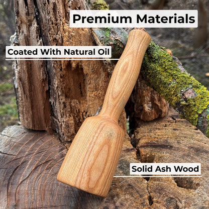 Quiet 7 oz. wooden mallet with ash wood handle by Sharky Forged Steel Tools