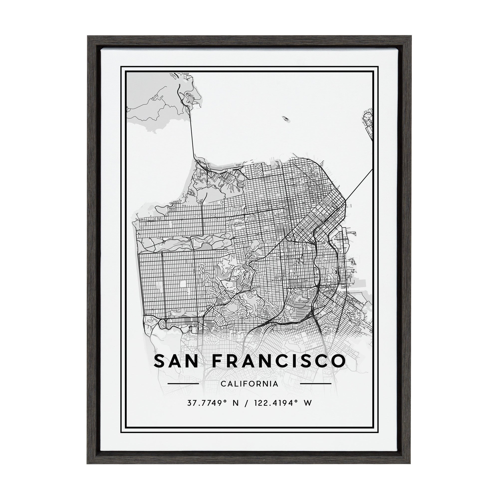 Sylvie San Francisco Modern Map Framed Canvas by kateandlaurel - product image 8 for Resin Society