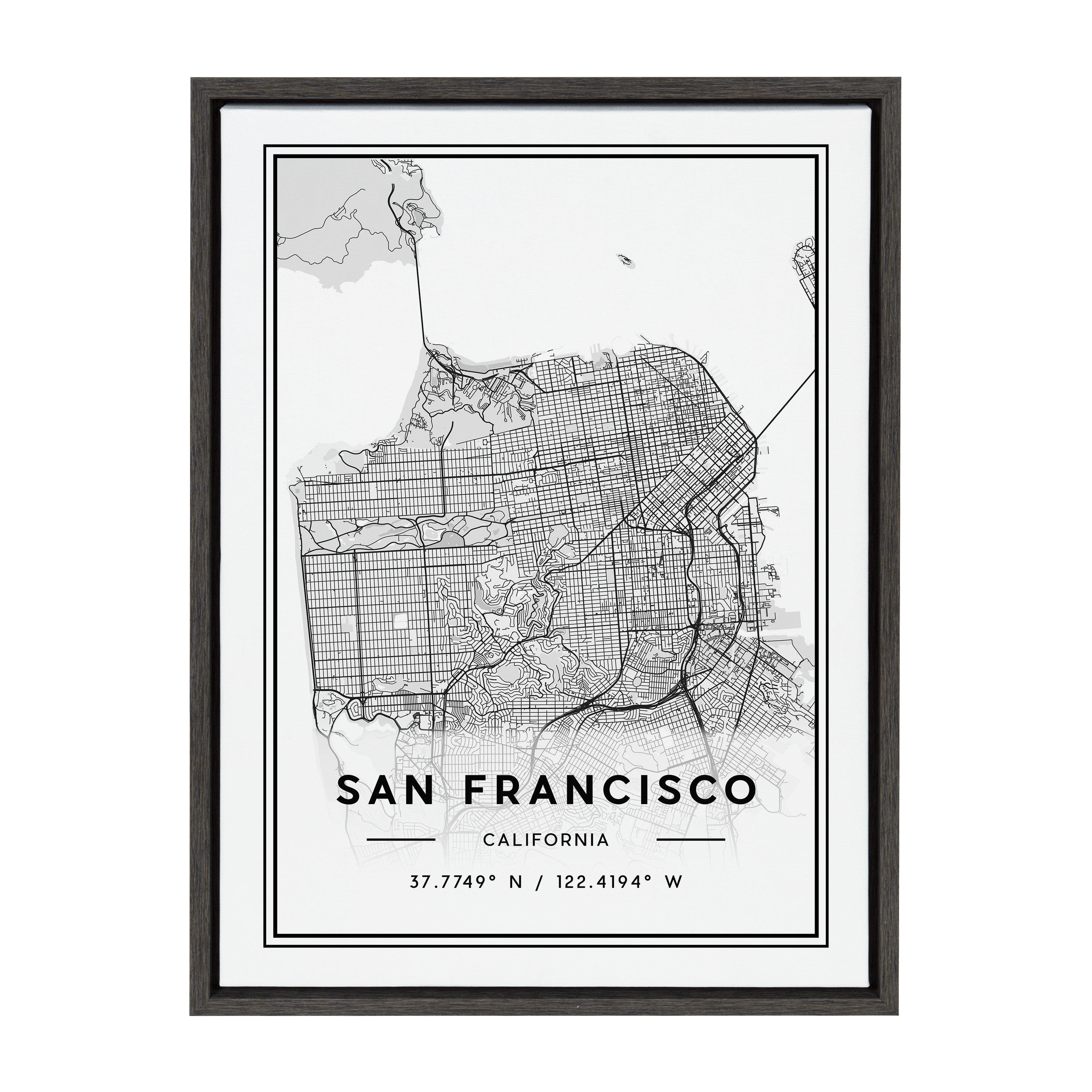 Sylvie San Francisco Modern Map Framed Canvas by kateandlaurel - product image 8 for Resin Society
