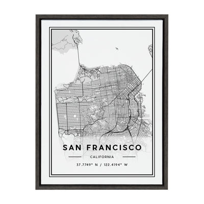 Sylvie San Francisco Modern Map Framed Canvas by kateandlaurel - product image 8 for Resin Society