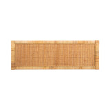 Rectangular rattan panel with a tight woven center and a thicker rattan frame, shown from above on a white background.