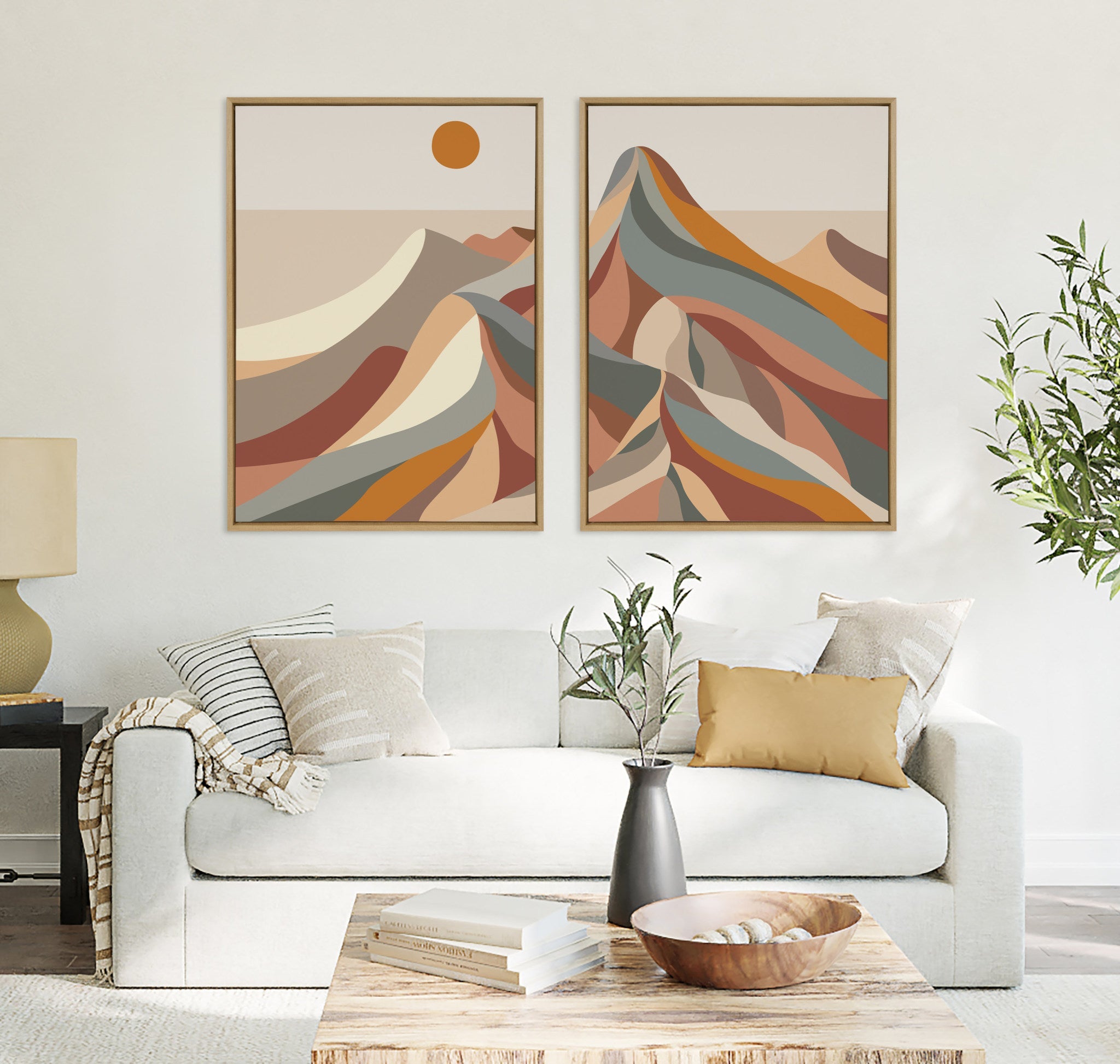 Sylvie Mid Century Modern Mountains Framed Canvas Art Set by Rachel Lee of My Dream Wall