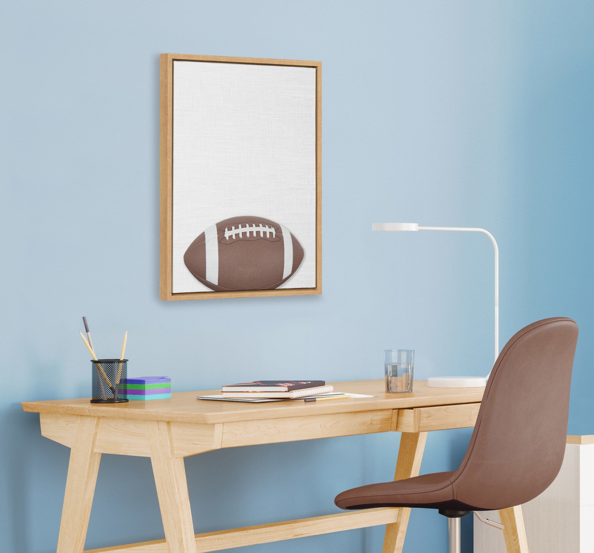 Sylvie Color Football Portrait Framed Canvas, Natural 18x24 by kateandlaurel - product image 7 for Resin Society