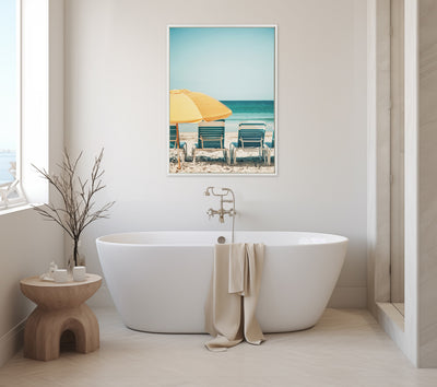 Sylvie Yellow Umbrella 2 Framed Canvas by Alicia Bock
