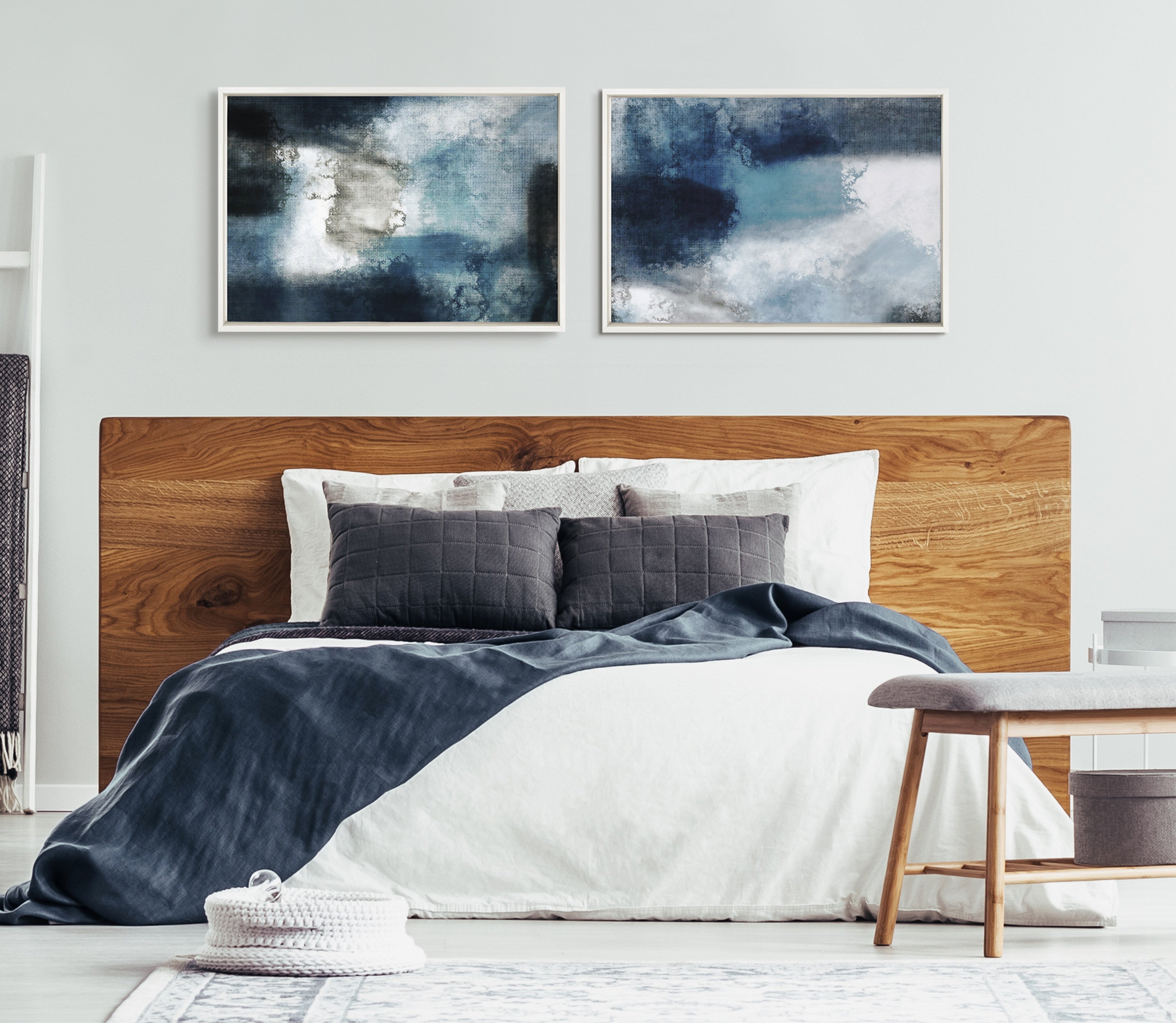 Sylvie Aqua Abstract 1 Framed Canvas by kateandlaurel - product image 9 for Resin Society